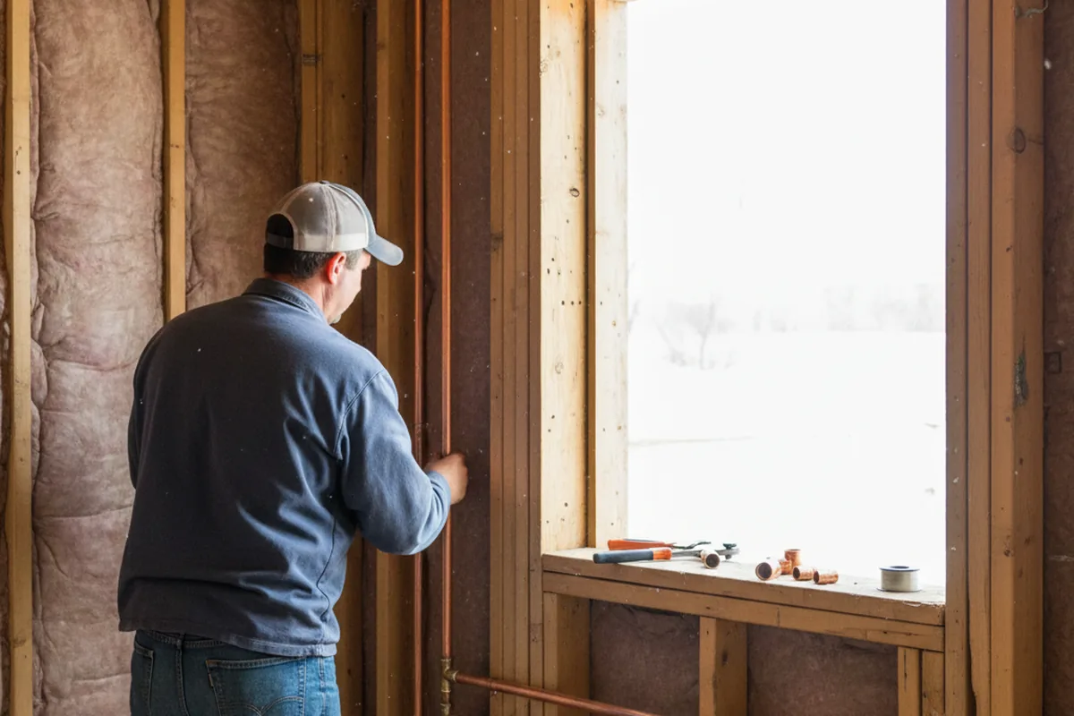 Licensed plumber running new copper supply lines in a Wyandotte home